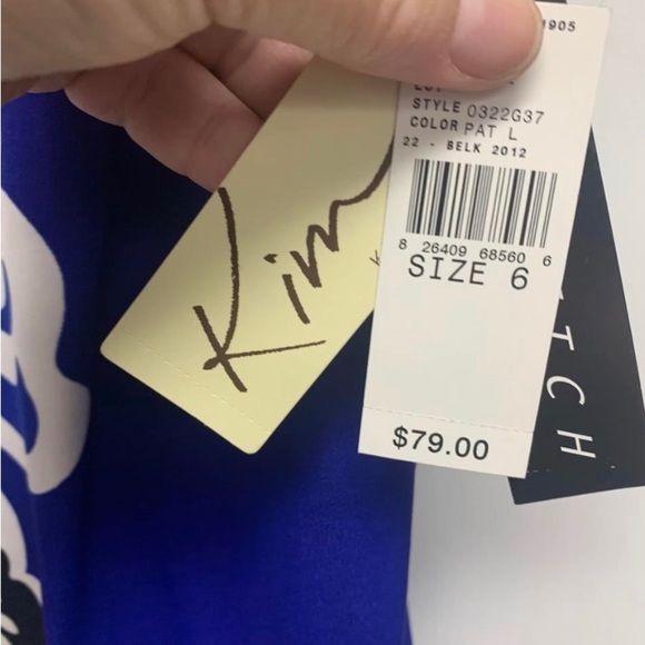 FREE w/ Purchase NWT Kim Rogers Stretch Dress, sz 6, Blue, Black, White, Floral - Picture 3 of 5